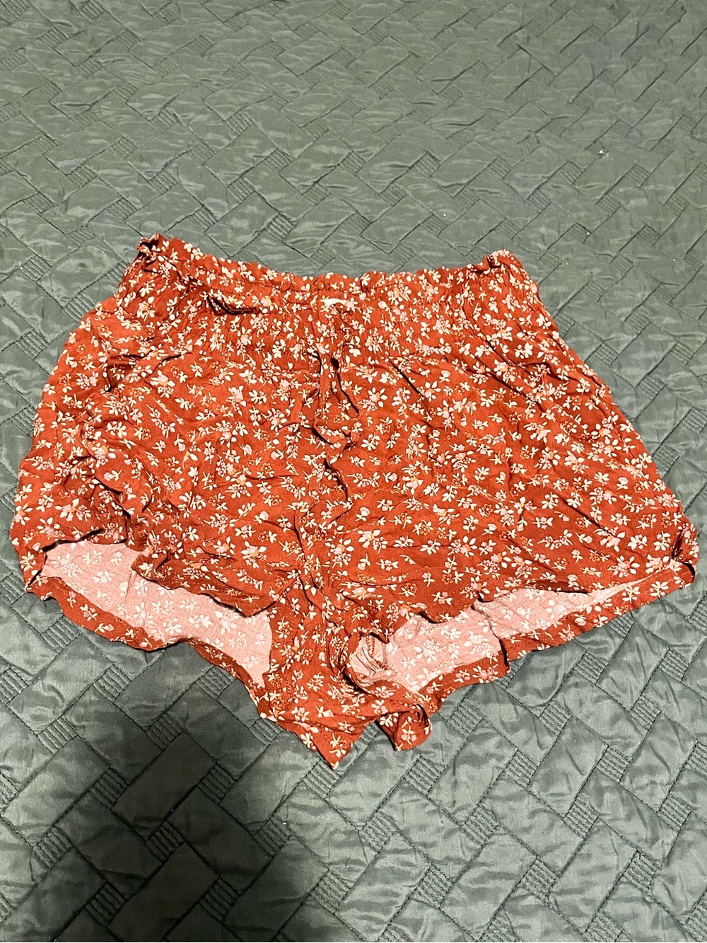 Aeropostale Rust Floral Ruffle Hem Shorts